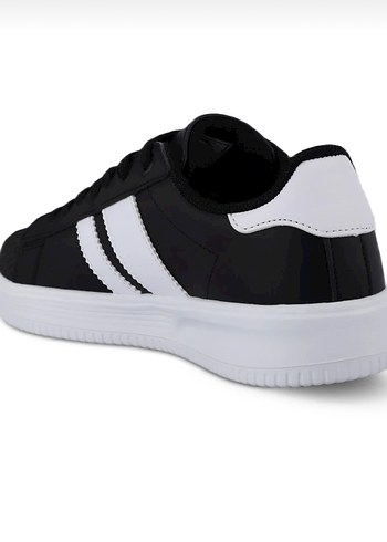 Siyah Beyaz Çizgili Bağcıklı Kadın Spor Ayakkabı - Görsel 2