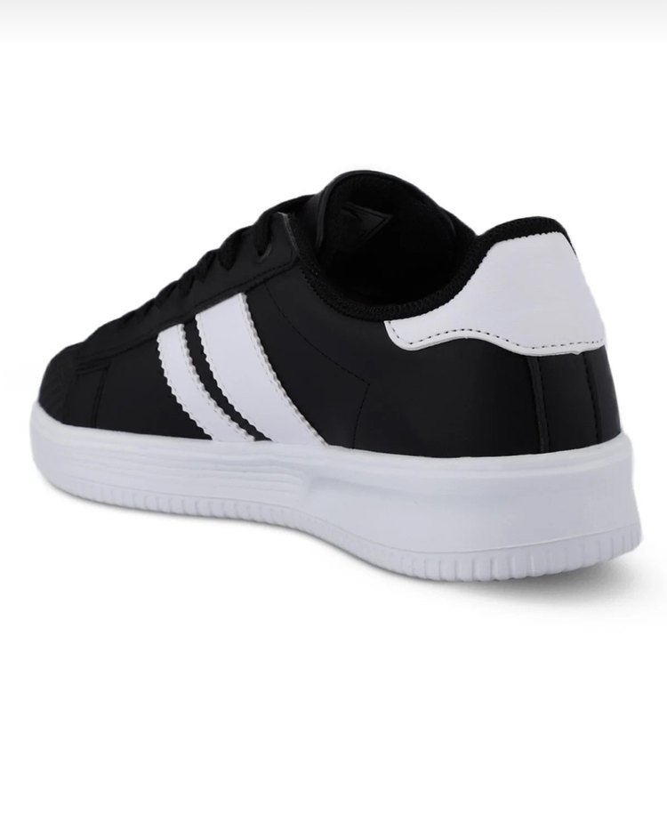 Siyah Beyaz Çizgili Bağcıklı Kadın Spor Ayakkabı - Görsel 2