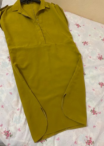 Sarı Düğmeli Kadın Elbise - Görsel 4