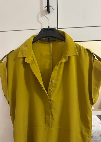 Sarı Düğmeli Kadın Elbise - Görsel 2