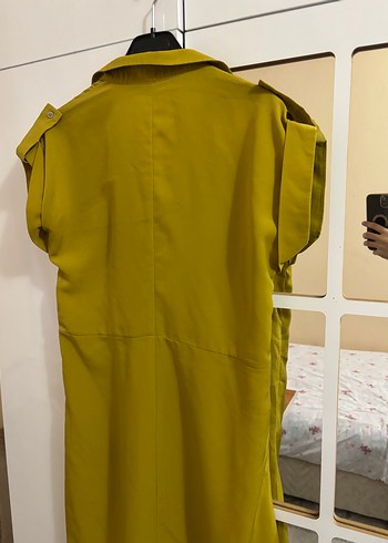 Sarı Düğmeli Kadın Elbise - Görsel 3