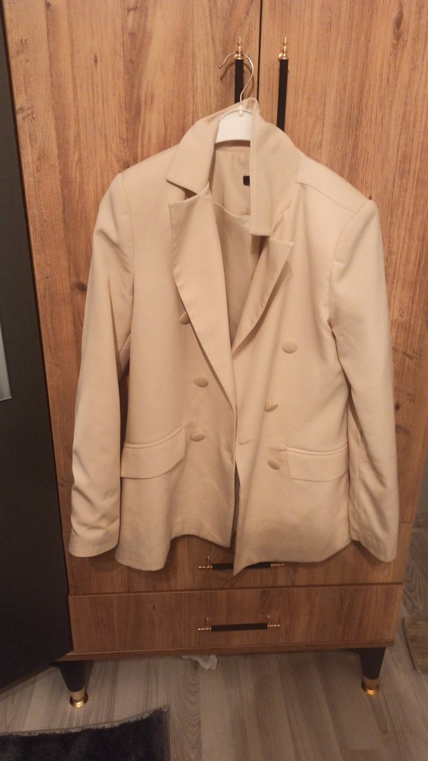 Bej Düğmeli Kadın Blazer Ceket - Görsel 2