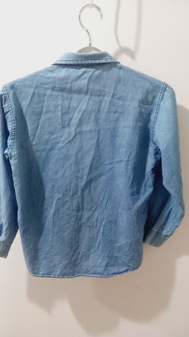 Nakışlı Mavi Erkek Çocuk Denim Gömlek - Görsel 2