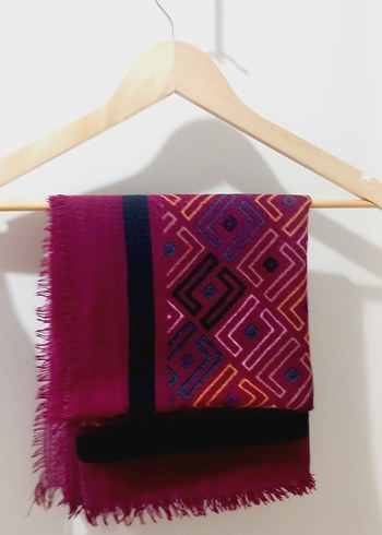 Bordo Bohem Tarzı Kadın pamuklu eşarp - Görsel 2