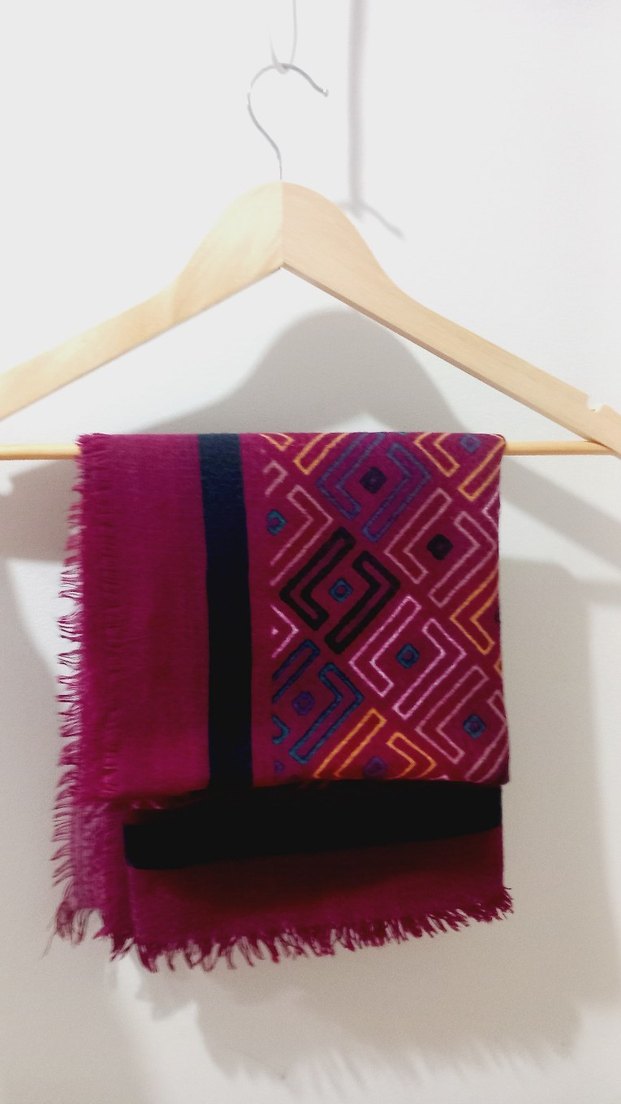 Bordo Bohem Tarzı Kadın pamuklu eşarp - Görsel 2