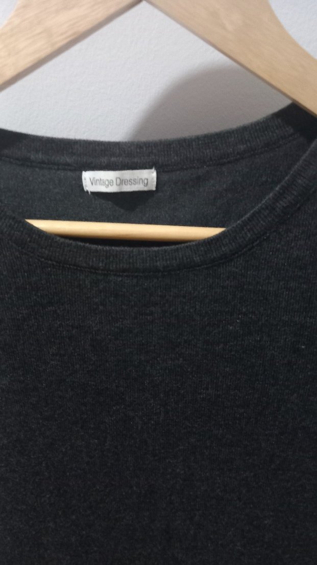 Gri Uzun Kollu Triko Midi Elbise - Görsel 3