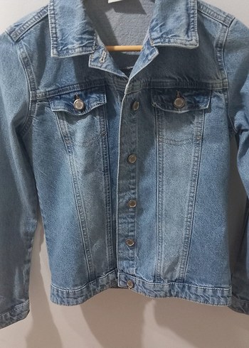 Düğmeli Mavi kız Çocuk Denim Ceket - Görsel 2