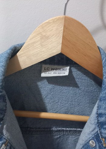 Düğmeli Mavi kız Çocuk Denim Ceket - Görsel 4