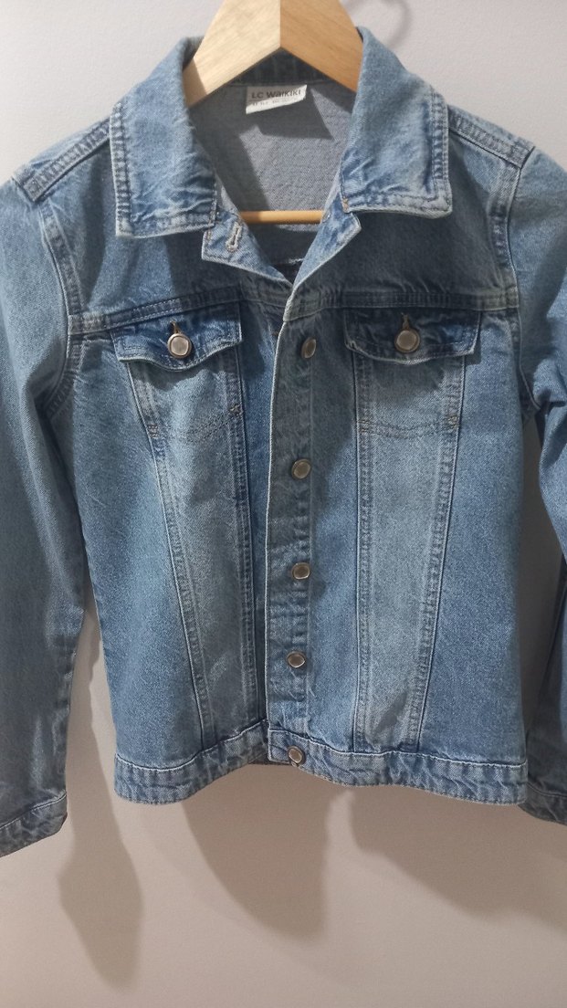 Düğmeli Mavi kız Çocuk Denim Ceket - Görsel 2