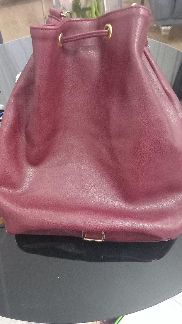 Bordo Deri Püsküllü Bohem Kadın Çanta - Görsel 2