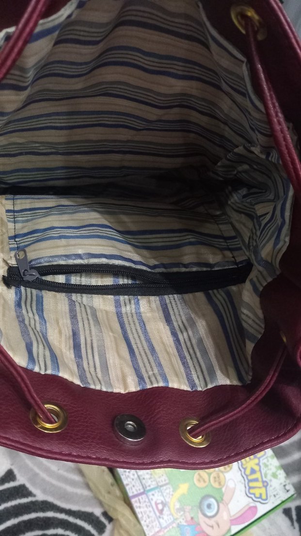 Bordo Deri Püsküllü Bohem Kadın Çanta - Görsel 4