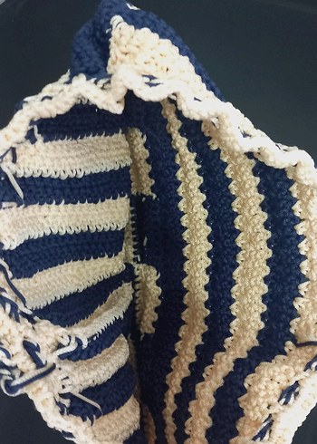 Mavi Örgü Kadın El Çantası - Görsel 3