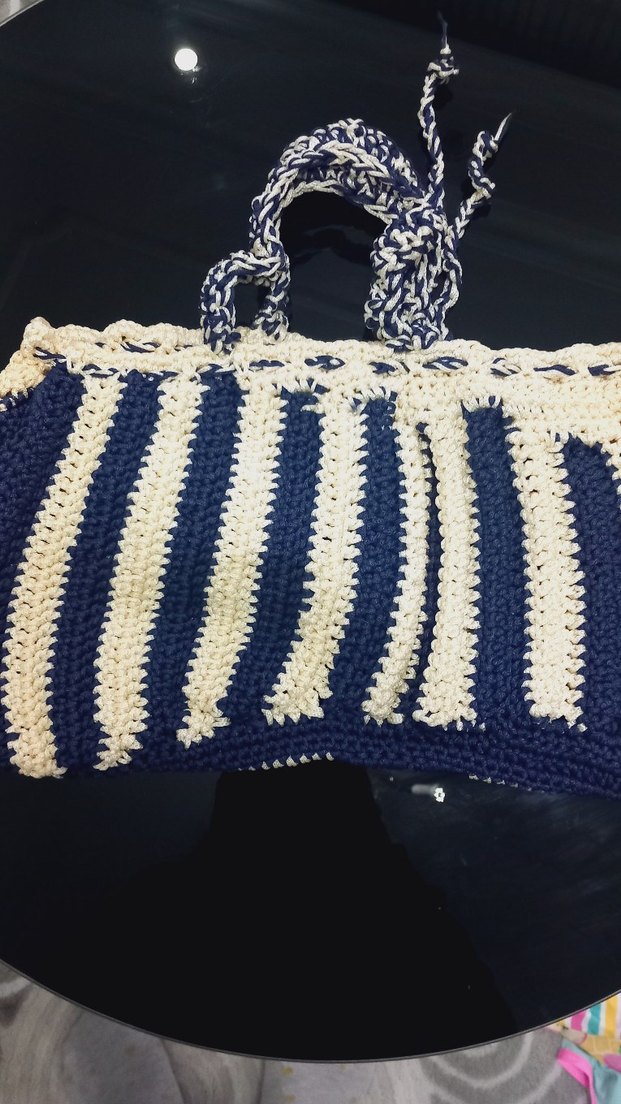 Mavi Örgü Kadın El Çantası - Görsel 2