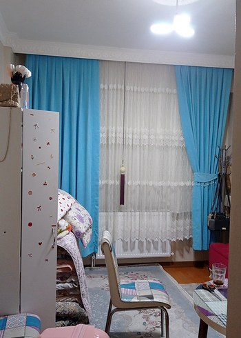 Açık Mavi Modern Fon Perdeler 85×270 - Görsel 3