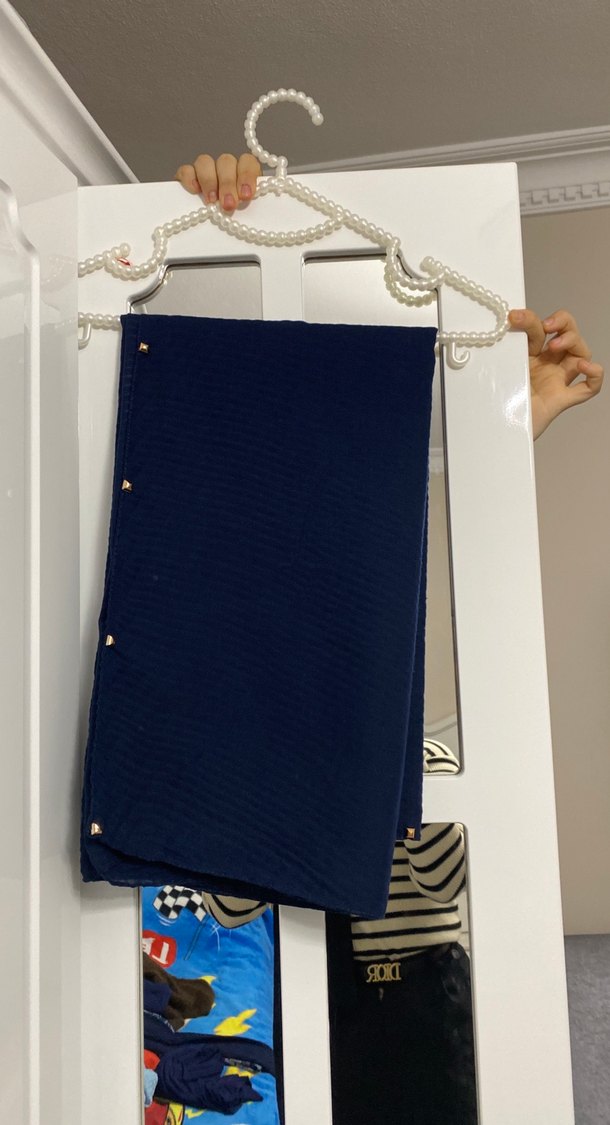 Zincir Detaylı Parlak Mavi Kadın Şal - Görsel 2