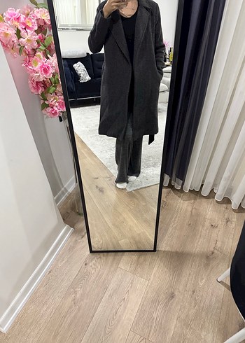 Kemerli Antrasit Gri Kaban - Görsel 2