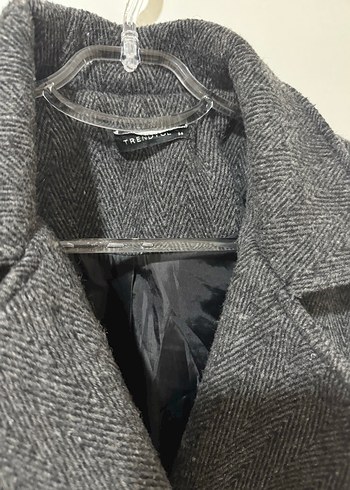 Kemerli Antrasit Gri Kaban - Görsel 4