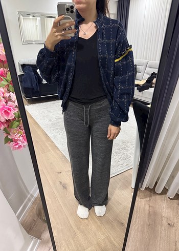 Kadın Lacivert fermuarlı bomber - Görsel 5