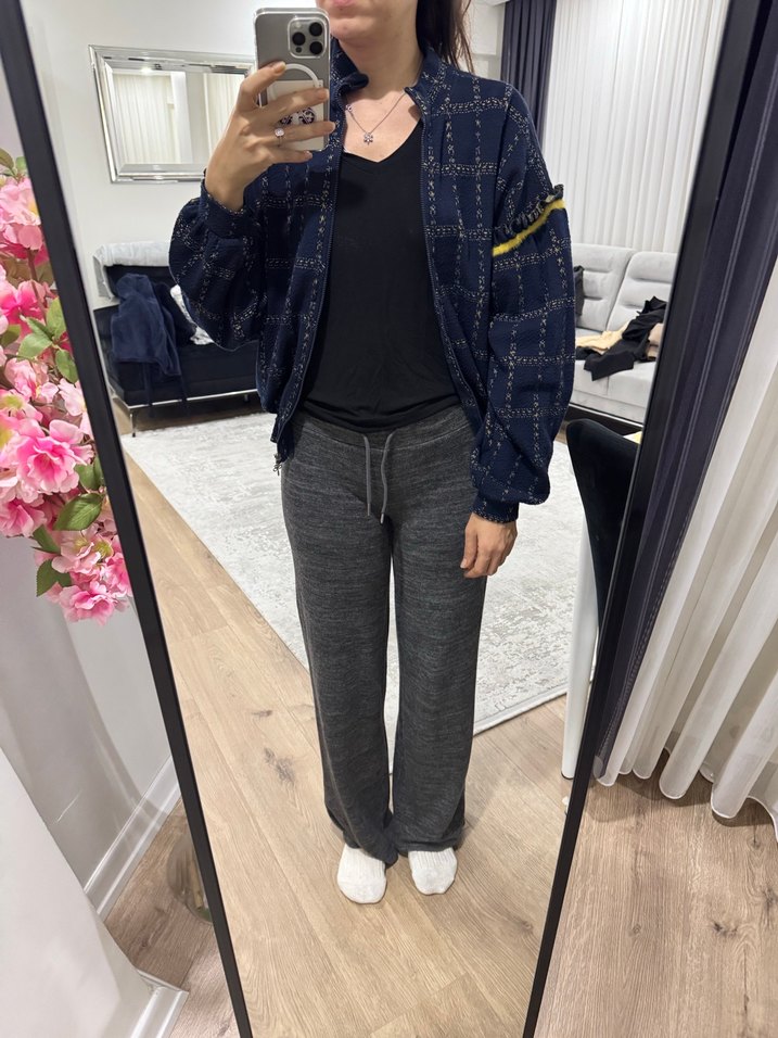 Kadın Lacivert fermuarlı bomber - Görsel 5