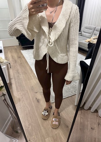 Krem rengiÖrgü Kadın Hırka - Görsel 5