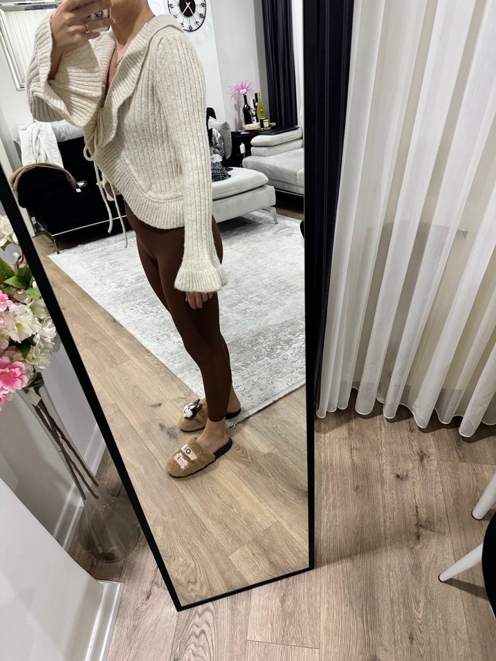 Krem rengiÖrgü Kadın Hırka - Görsel 4