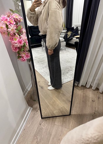 Krem Peluş Detaylı Kadın Midi Ceket - Görsel 2