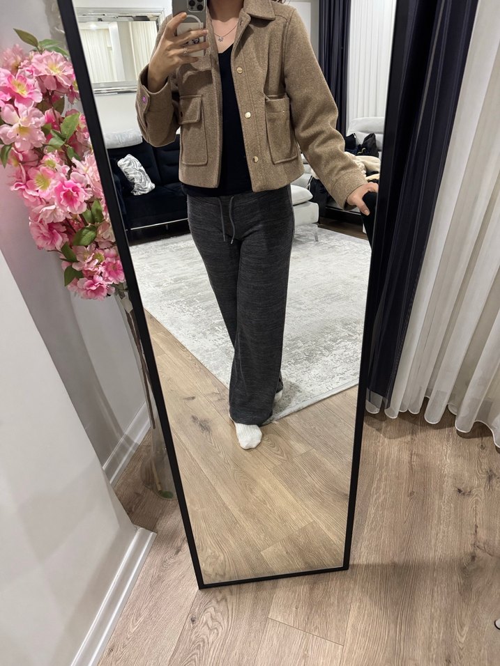 Düğmeli Bej Midi Kadın ceket - Görsel 5