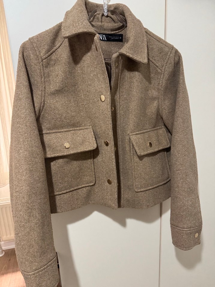 Düğmeli Bej Midi Kadın ceket - Görsel 2