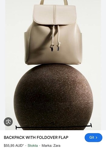 Bej Deri Kadın Sırt Çantası - Görsel 2