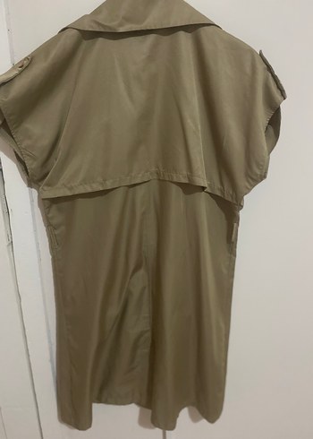 Bej Uzun Kesim Kolsuz Trençkot - Görsel 3