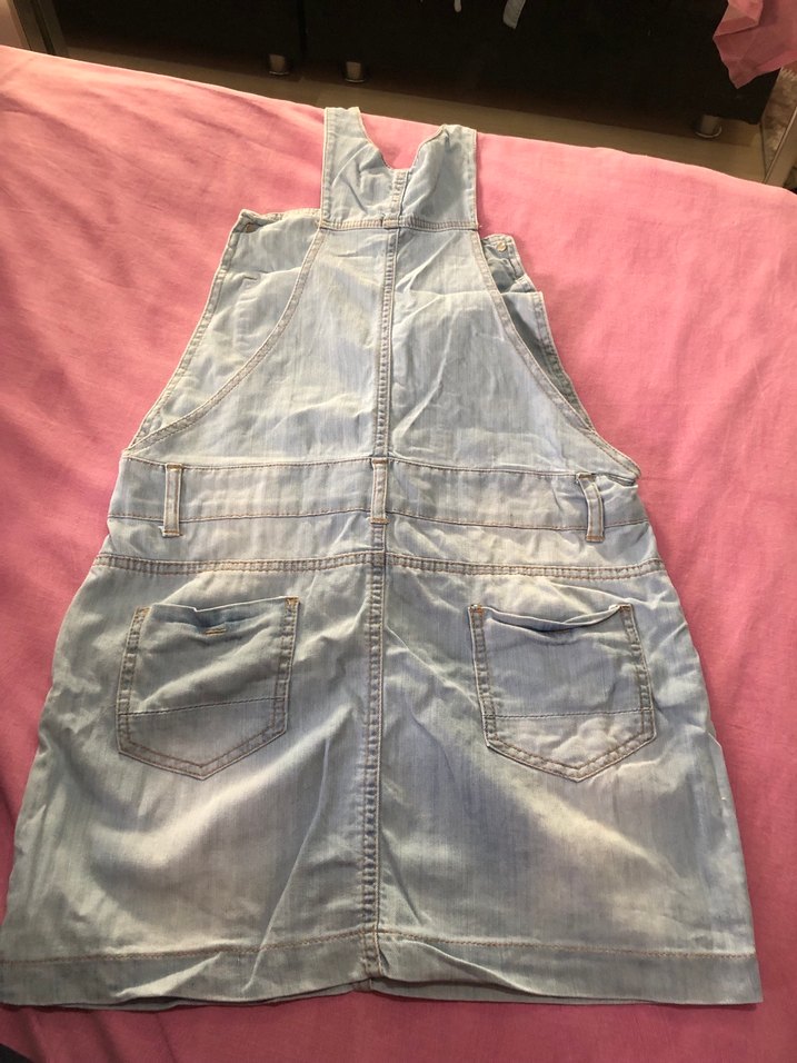 Gri Batik Desenli Denim Kısa Tulum - Görsel 2