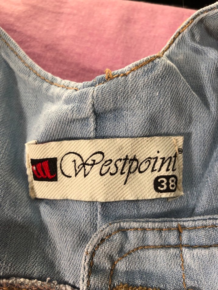 Gri Batik Desenli Denim Kısa Tulum - Görsel 3