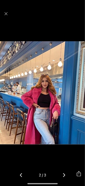 Bershka Bershka deri kürklü pembe kaban