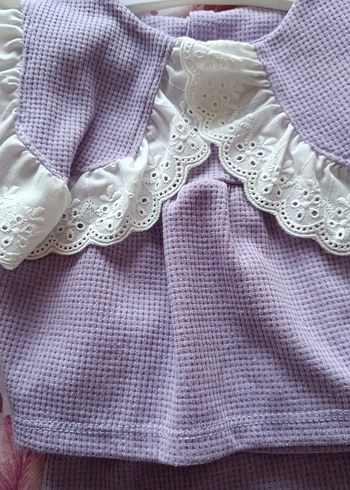 Dantel Detaylı Mor Bebek Kız Takımı - Görsel 2