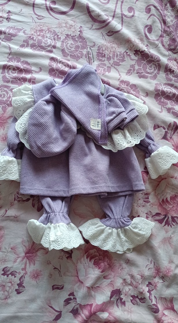 Dantel Detaylı Mor Bebek Kız Takımı - Görsel 3