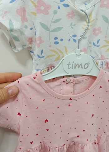 Kız Çocuk Renkli Desenli Pamuklu Elbise - Görsel 3