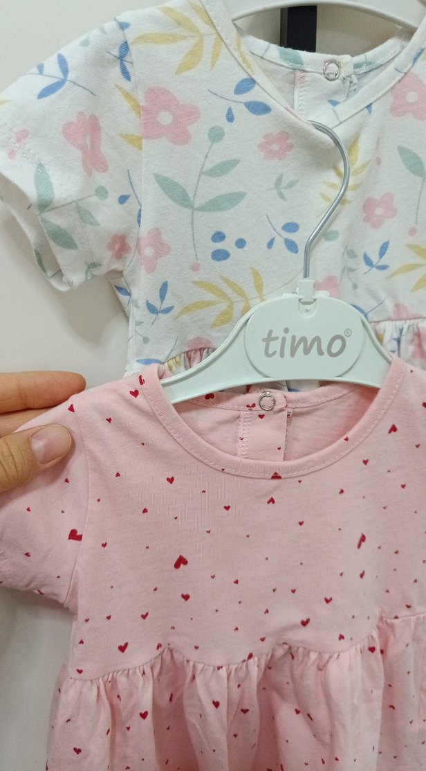 Kız Çocuk Renkli Desenli Pamuklu Elbise - Görsel 3