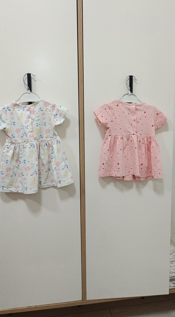 Kız Çocuk Renkli Desenli Pamuklu Elbise - Görsel 2