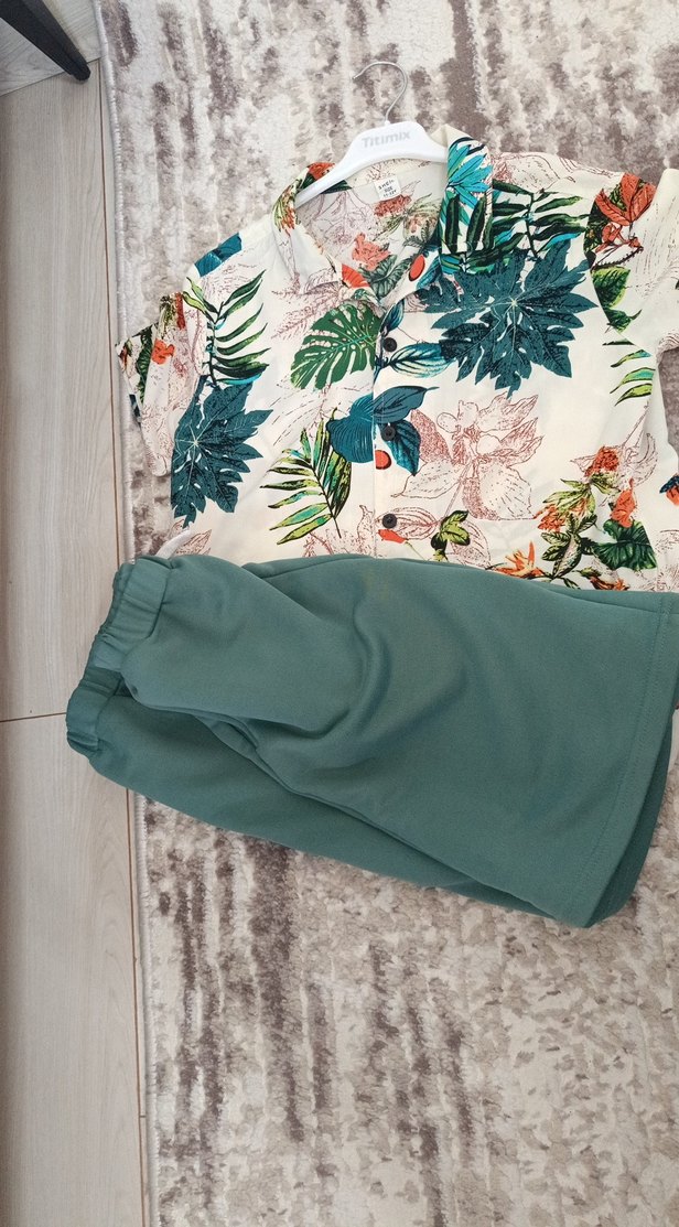 Düğmeli Açık Yeşil Pamuklu SHEIN marka  11-12 yaş L - Görsel 5