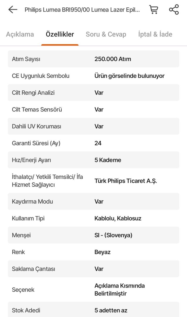 Philips lumea BRI950/00 LAZER EPİLASYON - Görsel 4