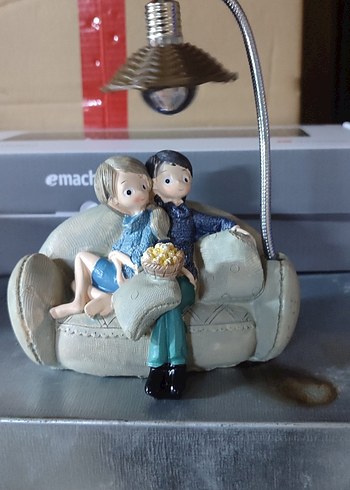 Mavi Renkli Oturan Çift Figürin - Görsel 3