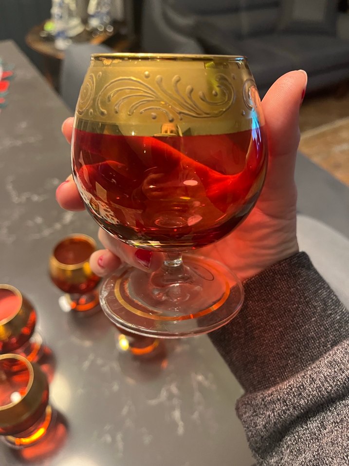 Altın Detaylı Koyu Kırmızı Bardak Seti - Görsel 2