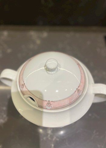 Pembe Desensiz Kapaklı porselen tencere - Görsel 3