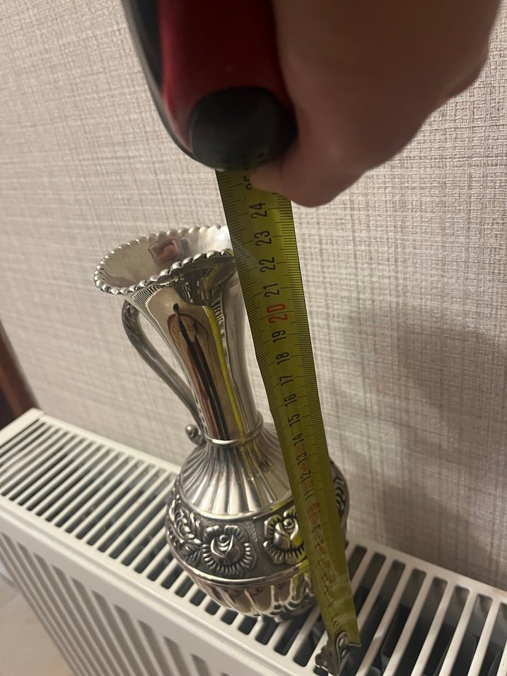 Parlak gümüş kaplamaDekoratif Vazo Çifti - Görsel 2