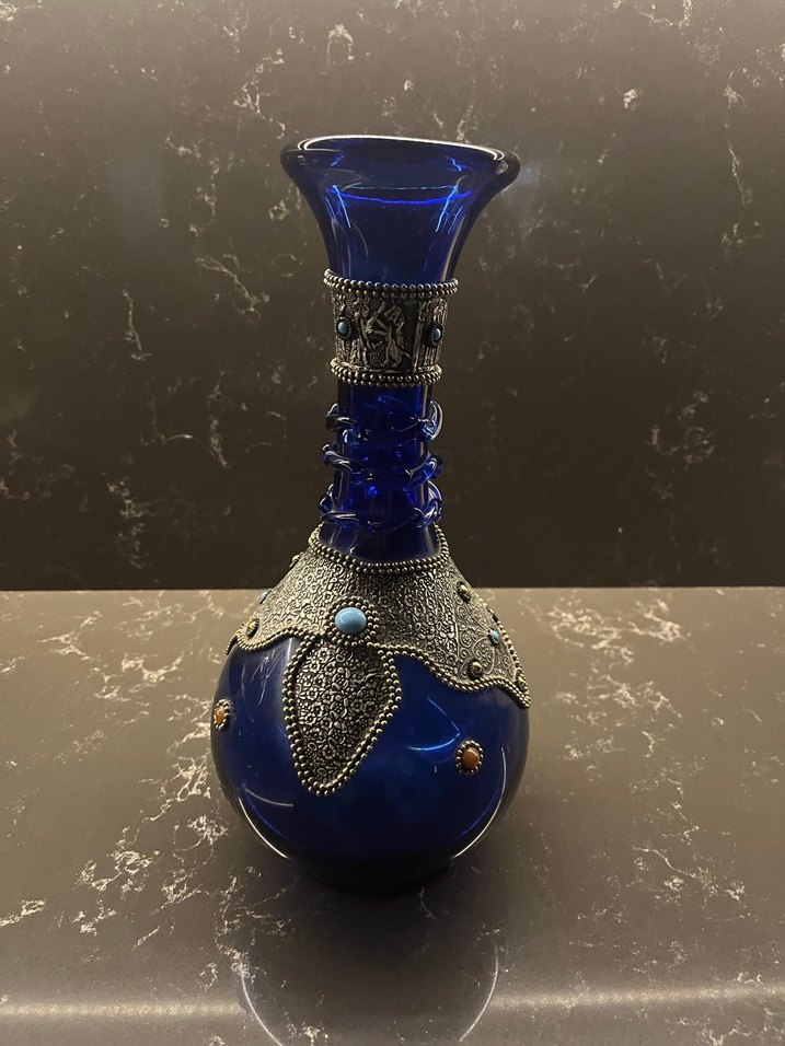 Koyu Mavi Dekoratif Vazo - Görsel 2