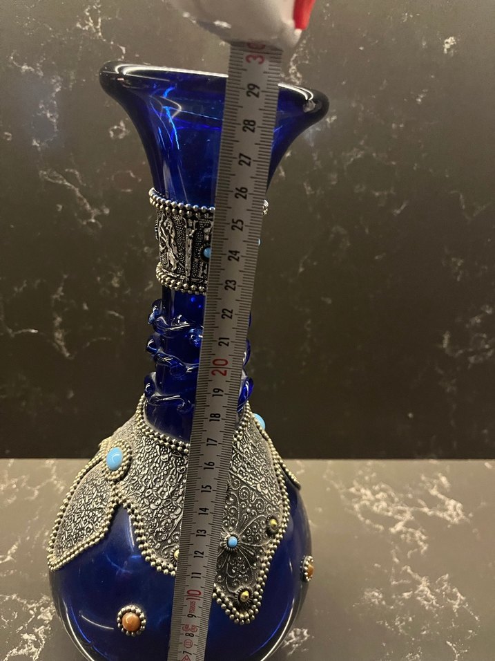 Koyu Mavi Dekoratif Vazo - Görsel 3