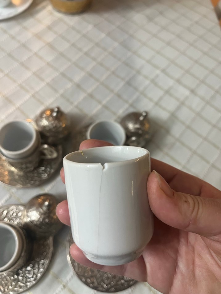 Bakır  Renk İşlemeli Kahve Fincan Seti - Görsel 4