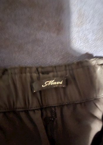 Mavi jean Siyah Kemerli Rahat Kadın saten  kargo Pantolon - Görsel 3