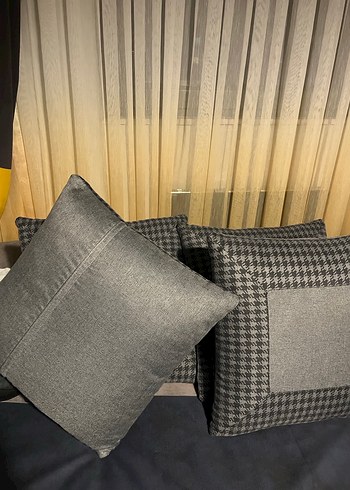 Gri Ekose Desenli Modern Dekoratif Yastık - Görsel 2
