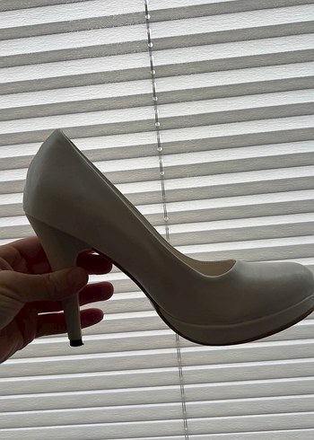 Bej Gri Yüksek Topuklu Kadın Stiletto - Görsel 2